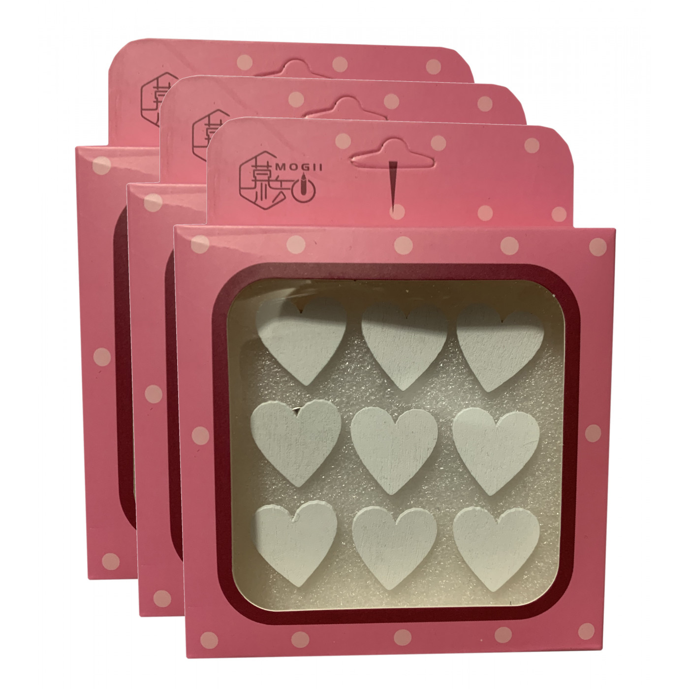 Conjunto de 27 tachinhas fofas em uma caixa (modelo: corações