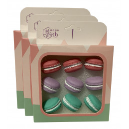 Set von 27 süßen Reißnägeln in Schachteln (Modell: Macarons)