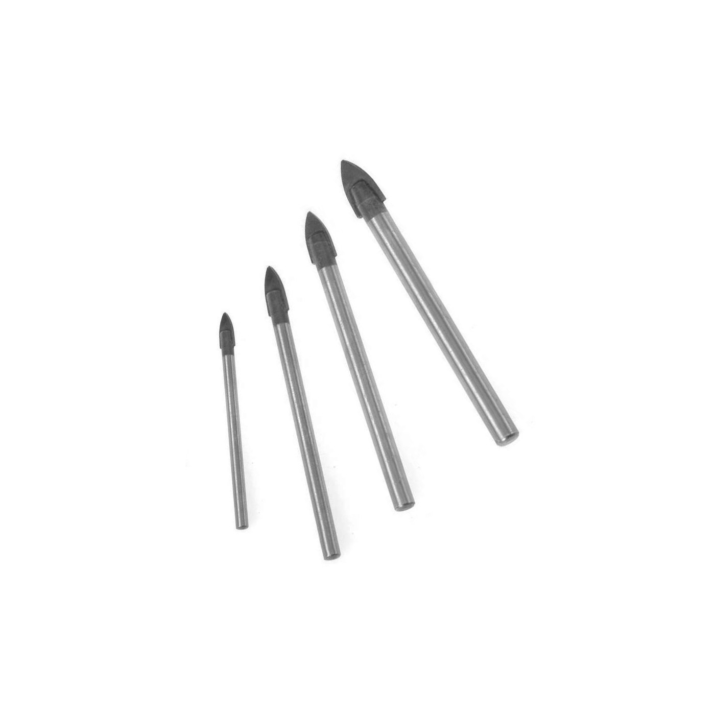 Set di 4 punte per vetro, piastrelle, specchio (3, 5, 6, 8 mm)