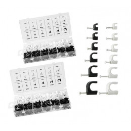 Set of 780 cable clips (2 mix assortment boxes, black/white)