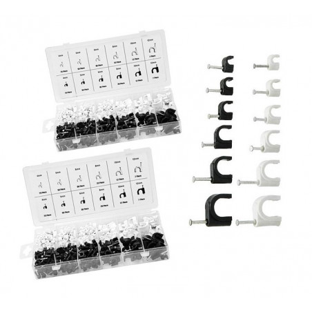 Set of 780 cable clips (2 mix assortment boxes, black/white) Set of 780 cable clips (2 mix assortment boxes, black/white)