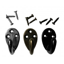 Set of 6 small metal clothes hooks, coat hangers (color: black) - Wood,  Tools & Deco