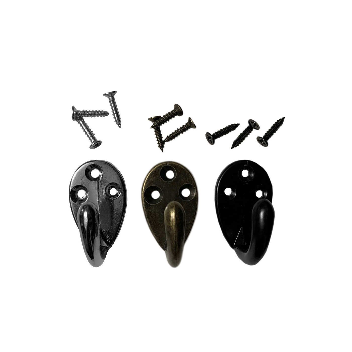 Sæt med 6 små tøjkroge i metal, bøjler (farve: sort)