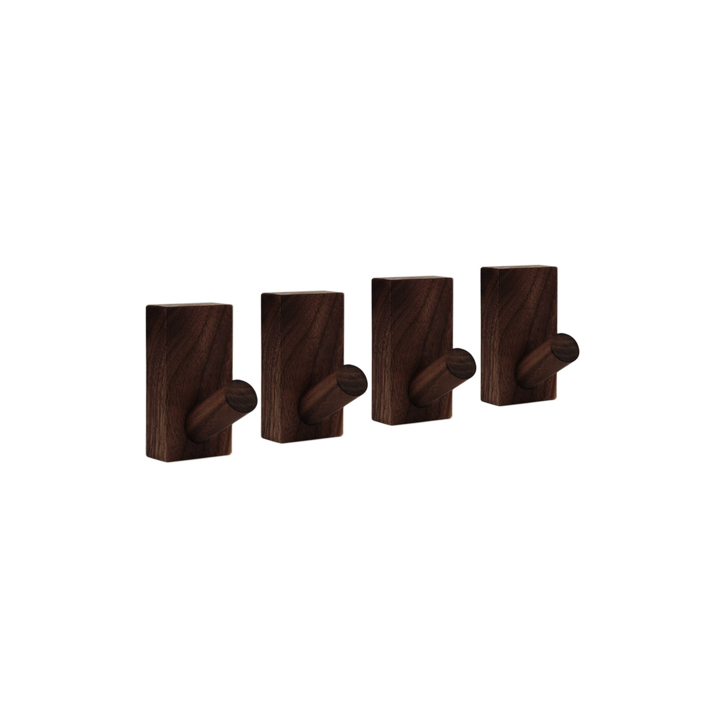 Set von 4 stabilen Kleiderhaken für Jacken und Taschen (Walnuss dunkel) - 1 Set von 4 stabilen Kleiderhaken für Jacken und Taschen (Walnuss dunkel) - 1