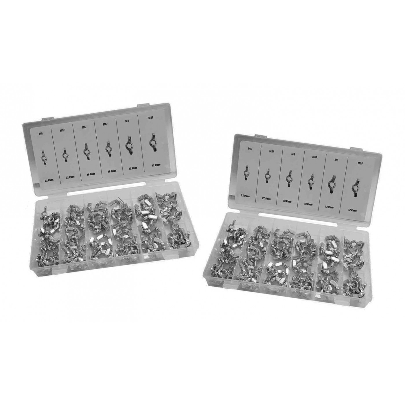 Set of 200 wing nuts (mix assortment M5-M8, M5F-M8F)