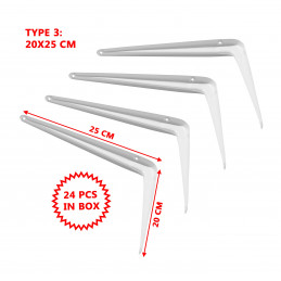 Conjunto de 24 suportes de prateleira de metal (tipo 3, 20x25