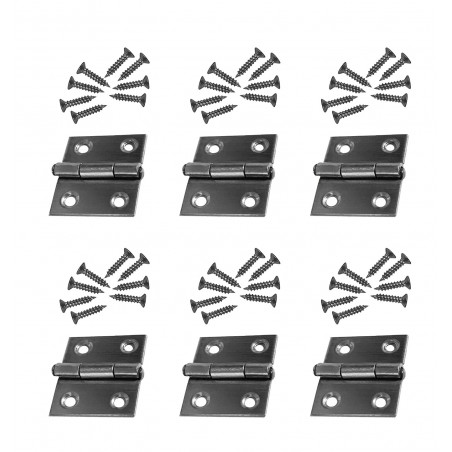 Set von 6 Edelstahlscharnieren (Größe 1: 28x25 mm)