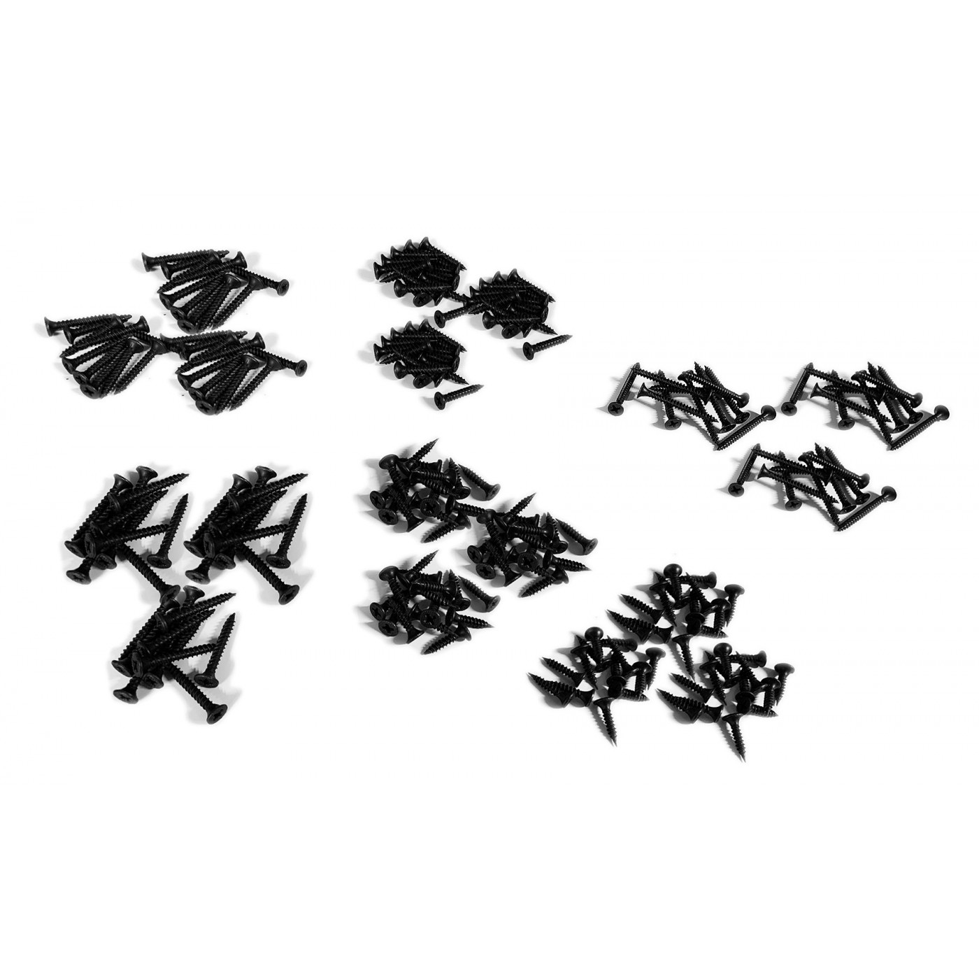 Set van 210 zwarte schroefjes (voor hout, gipsplaat e.d., combi