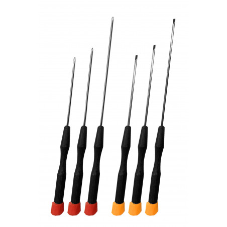 Set van 6 extra lange precisie schroevendraaiers Set van 6 extra lange precisie schroevendraaiers