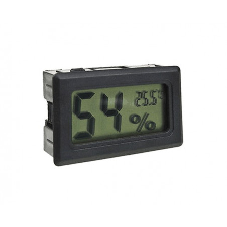 Medidor de temperatura y humedad interior LCD (negro)