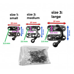 Set von 30 Metall-Kastenschlosser (Größe 2, Nickel)