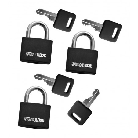 Set of 3 padlocks (30 mm, black, with 4 keys)