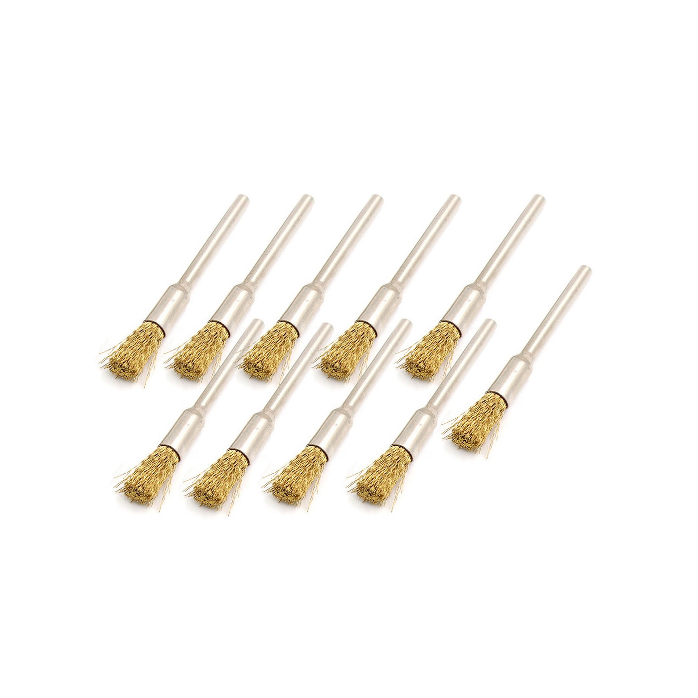 Set of 30 brass wire brushes, 3 shapes (3 mm shank) - Wood, Tools & Deco