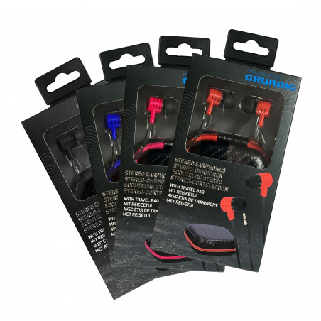 Grundig stereo headphones with travel pouch (1.2 m wire, black)