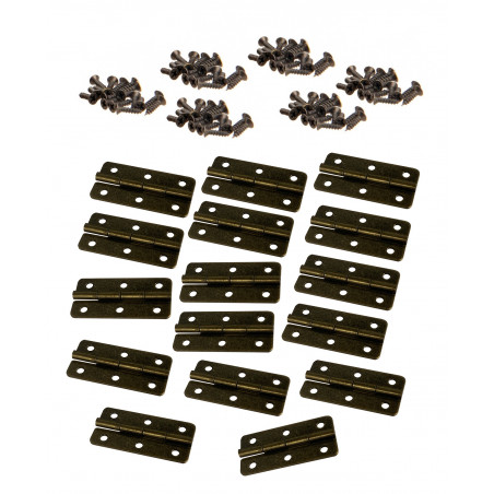 Set of 16 bronze hinges (20x40 mm, including screws)