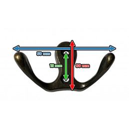 Set van 6 metalen kledinghaakjes, hangers (dubbel, kleur: brons)