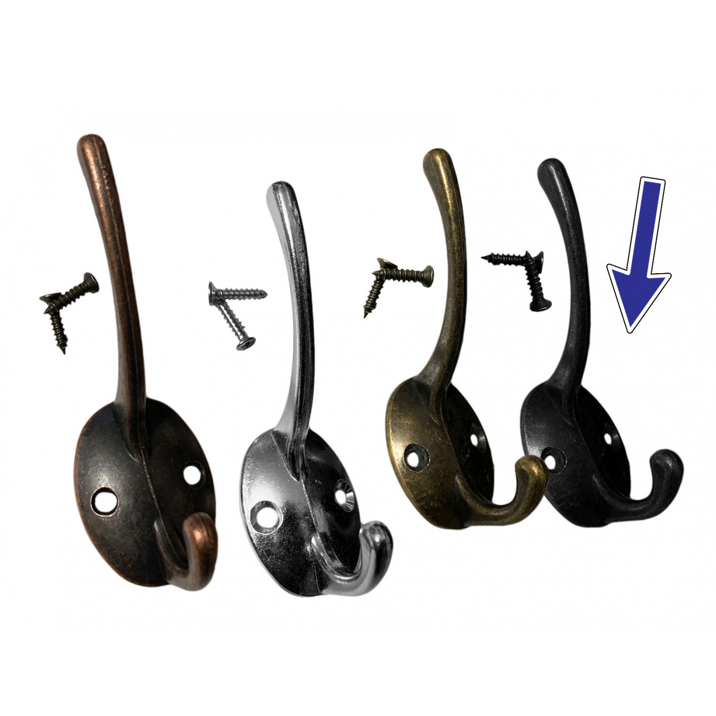 Set of 6 metal hooks/hangers for jackets and hats (color: black)