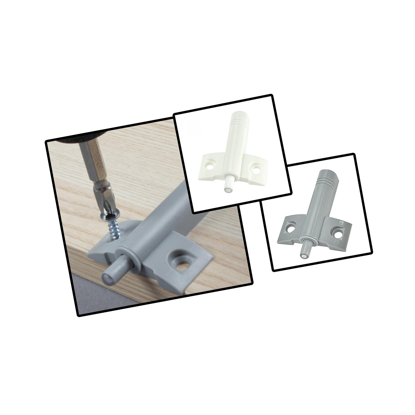 Set von 10 Kunststoff-Türklappen (grau, einschließlich Schrauben, zum Öffnen drücken) - 1 Set von 10 Kunststoff-Türklappen (grau, einschließlich Schrauben, zum Öffnen drücken) - 1