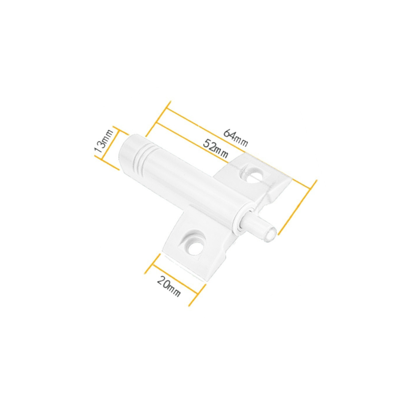 Set of 10 plastic door dampers (white, including screws, push to open