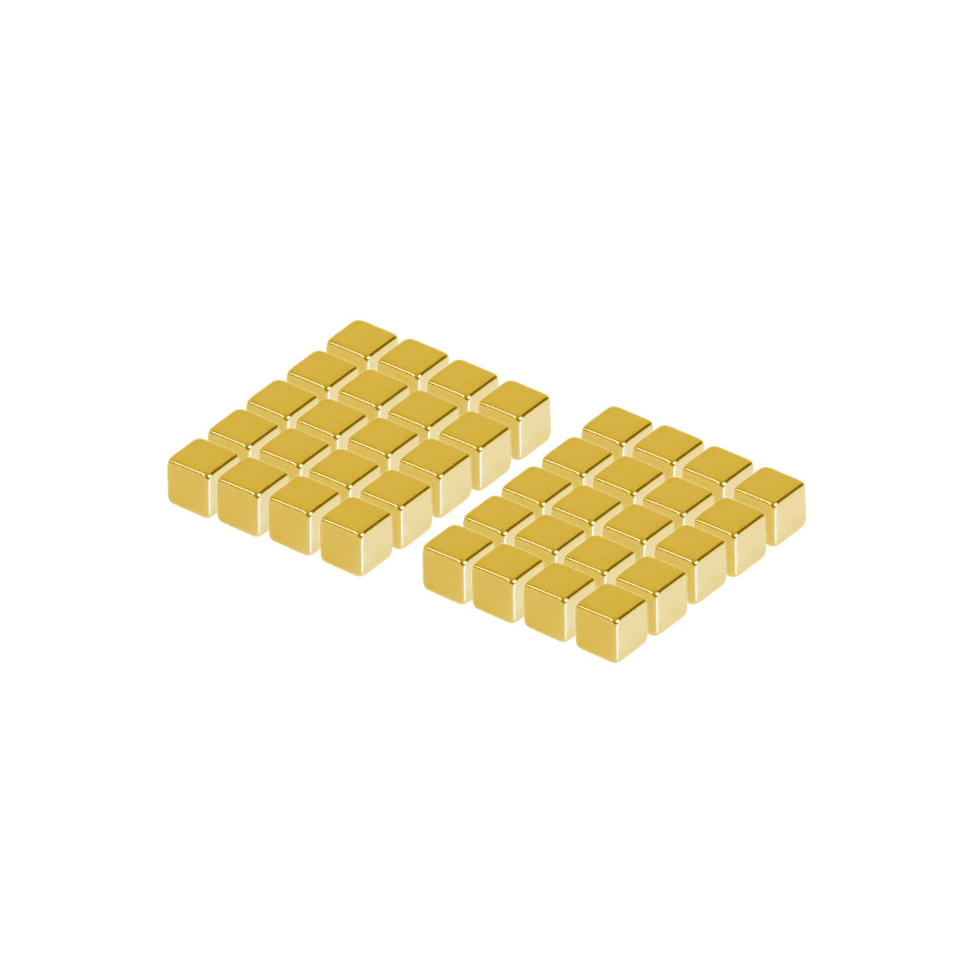 Set of 40 strong magnets (gold, cube: 5x5x5 mm)