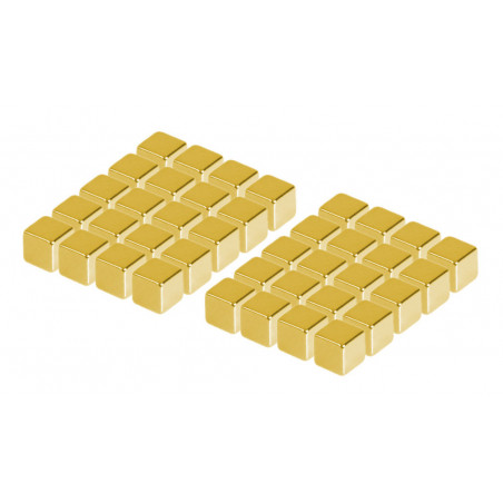 Zestaw 40 silnych magnesów (złoty, sześcian: 5x5x5 mm)