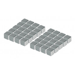 Lot de 40 aimants puissants (argent, cube: 5x5x5 mm)