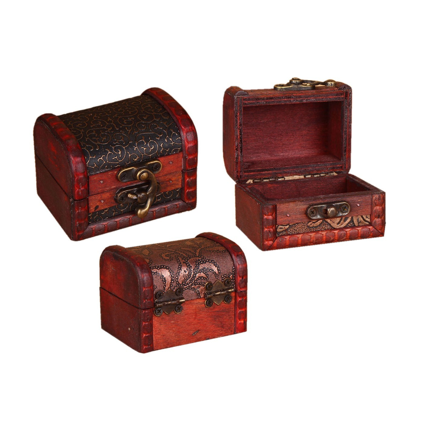 Set di 5 scatole di legno vintage (cassapanche)