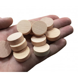 Set of 100 wooden discs (dia: 2.5 cm, thickness: 8 mm, schima)
