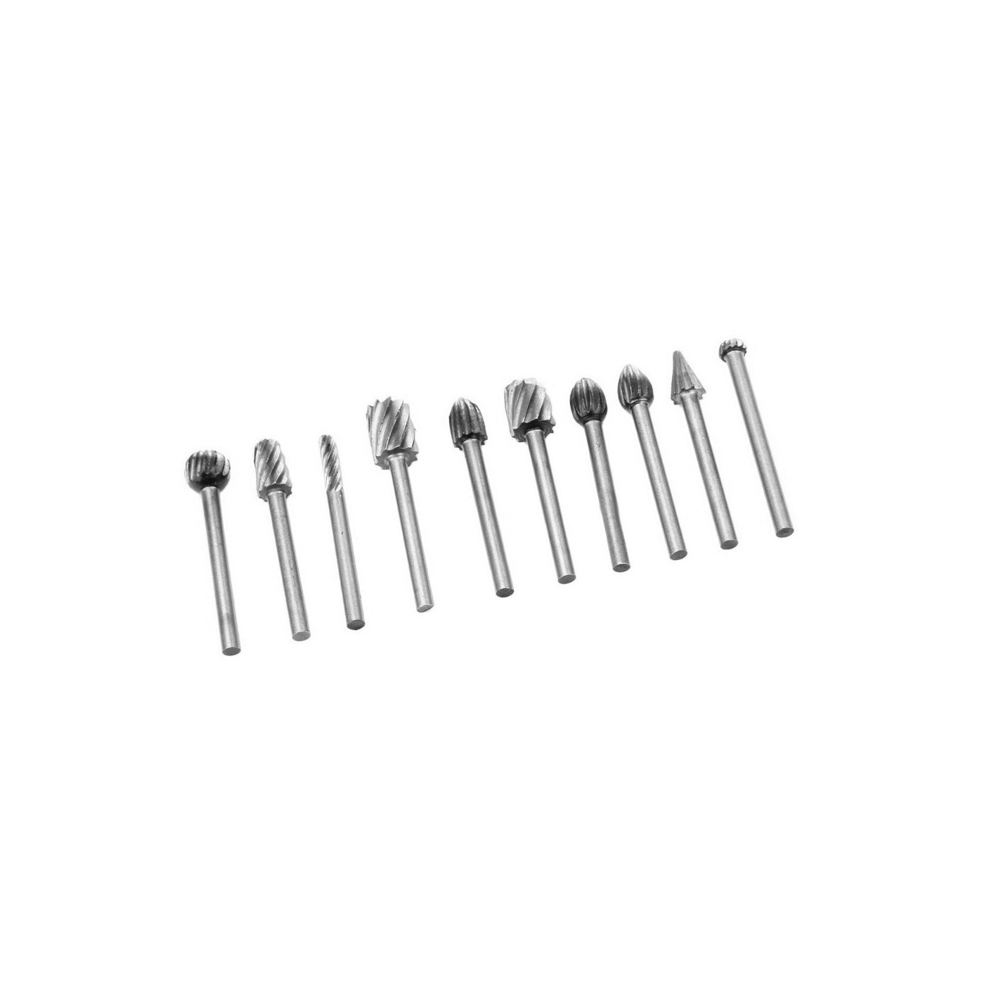 Set of 10 mini HSS milling cutters/burrs (3.175 mm)