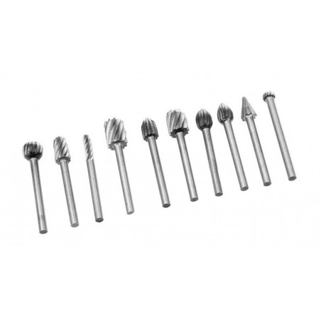 Set of 10 mini HSS milling cutters/burrs (3.175 mm)
