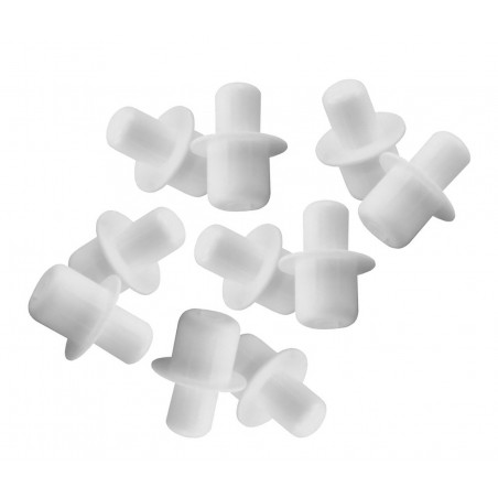 Set von 120 Kunststoff-Regalstützen (weiß, 5&6 mm, 15 mm Länge) Set von 120 Kunststoff-Regalstützen (weiß, 5&6 mm, 15 mm Länge)