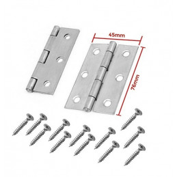 Set of 8 metal hinges, silver color (76x45 mm)