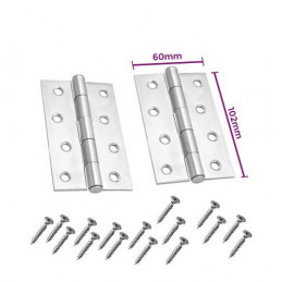 Set of 8 metal hinges, silver color (102x60 mm)