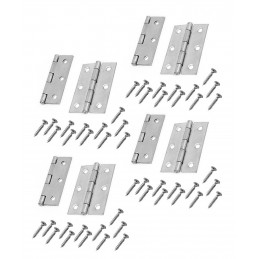 Set of 8 metal hinges, silver color (64x35 mm)