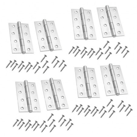 Set of 8 metal hinges, silver color (102x60 mm)