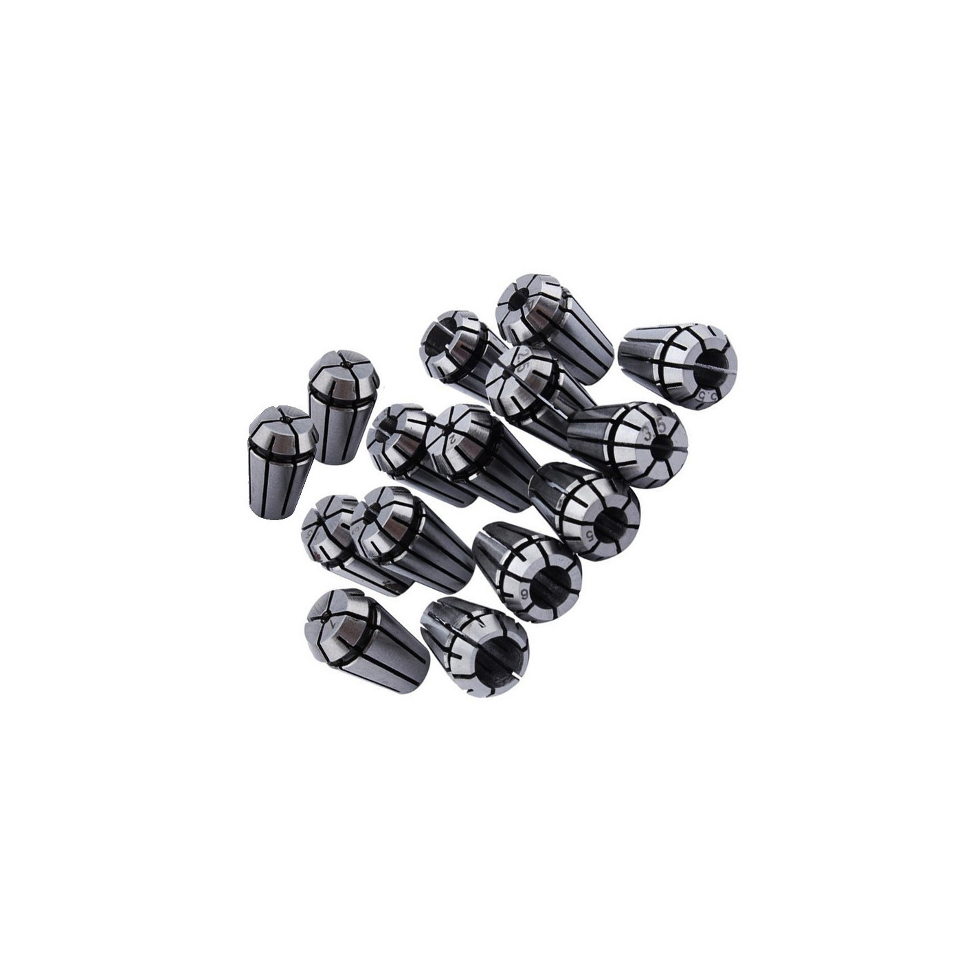 Set ER11 collet chucks (15 pcs, 1-7 mm, including 1/8", 1/4")