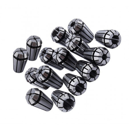 Set ER11 collet chucks (15 pcs, 1-7 mm, including 1/8", 1/4")