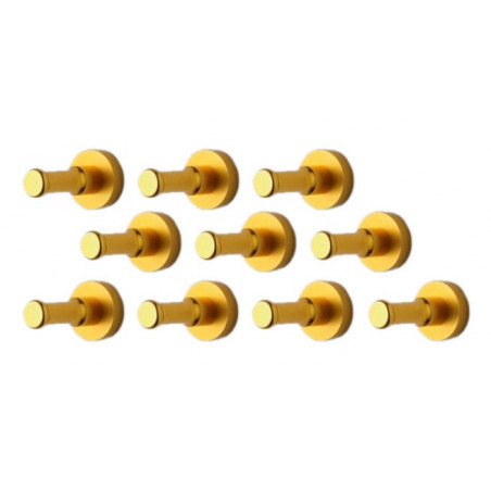 Set of 10 metal clothes hooks, wall brackets, gold