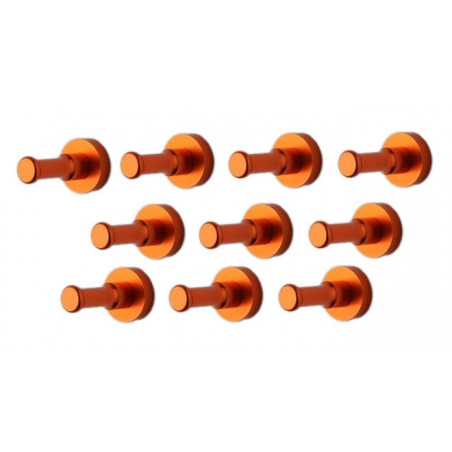 Ensemble de 10 patères métalliques, supports muraux, orange