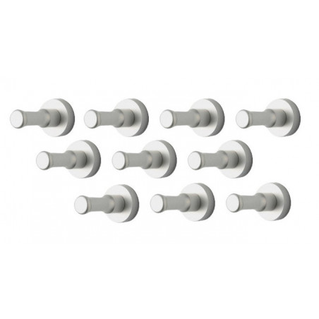 Conjunto de 10 cabides de metal, suportes de parede, prata