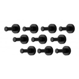 Set of 10 metal clothes hooks, wall brackets, black