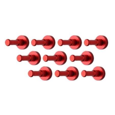 Set von 10 metalen Kleiderhaken, rot