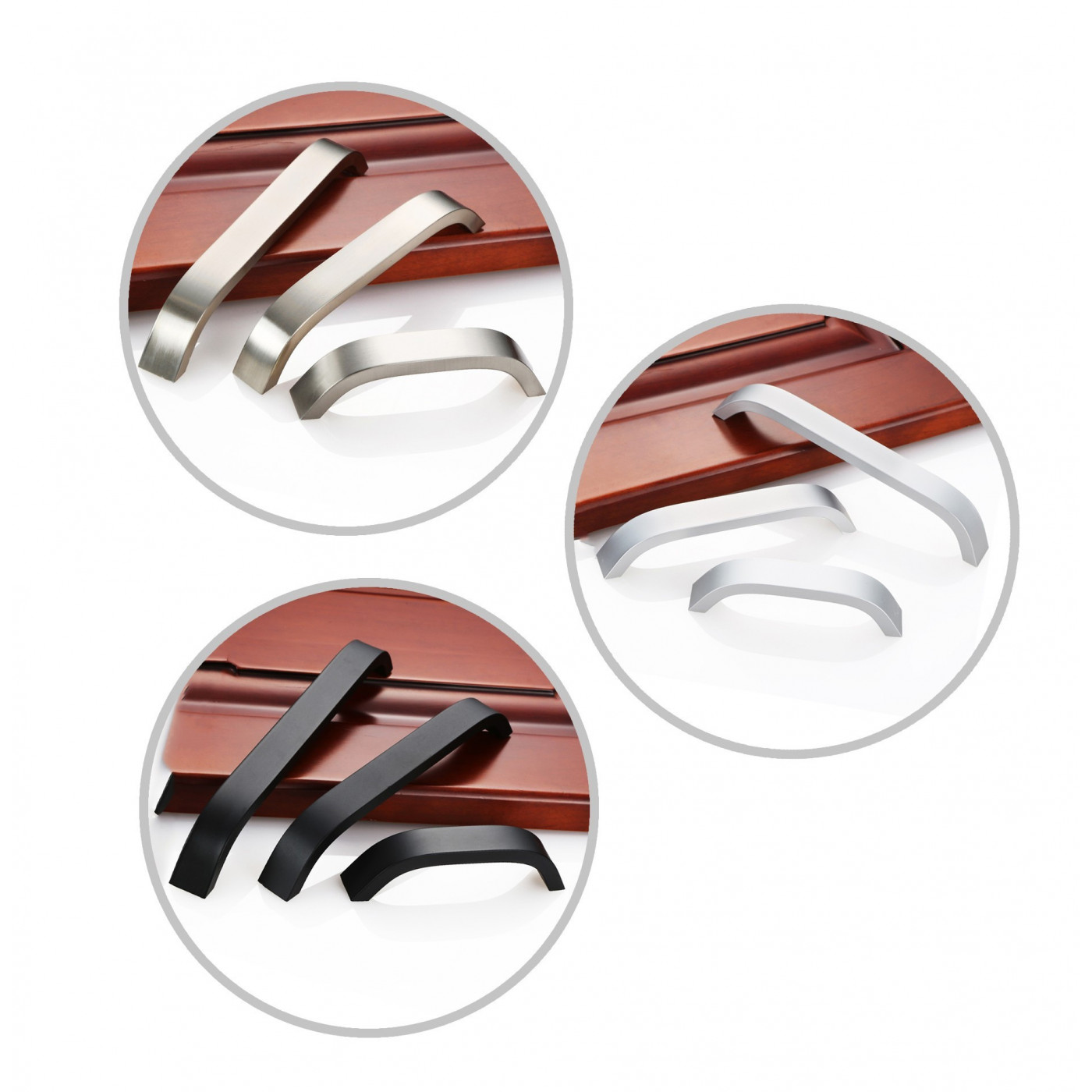 Set di 4 robuste maniglie in metallo (96 mm, argento bianco)