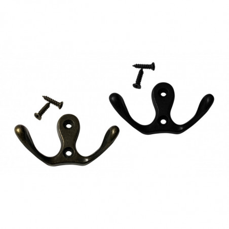 Set of 6 metal clothes hooks, coat hangers (double, color: Set of 6 metal clothes hooks, coat hangers (double, color: