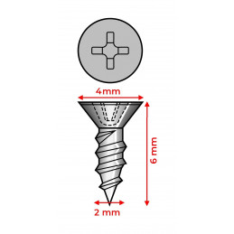 Set of 300 mini screws (2.0x6 mm, countersunk, gold color)