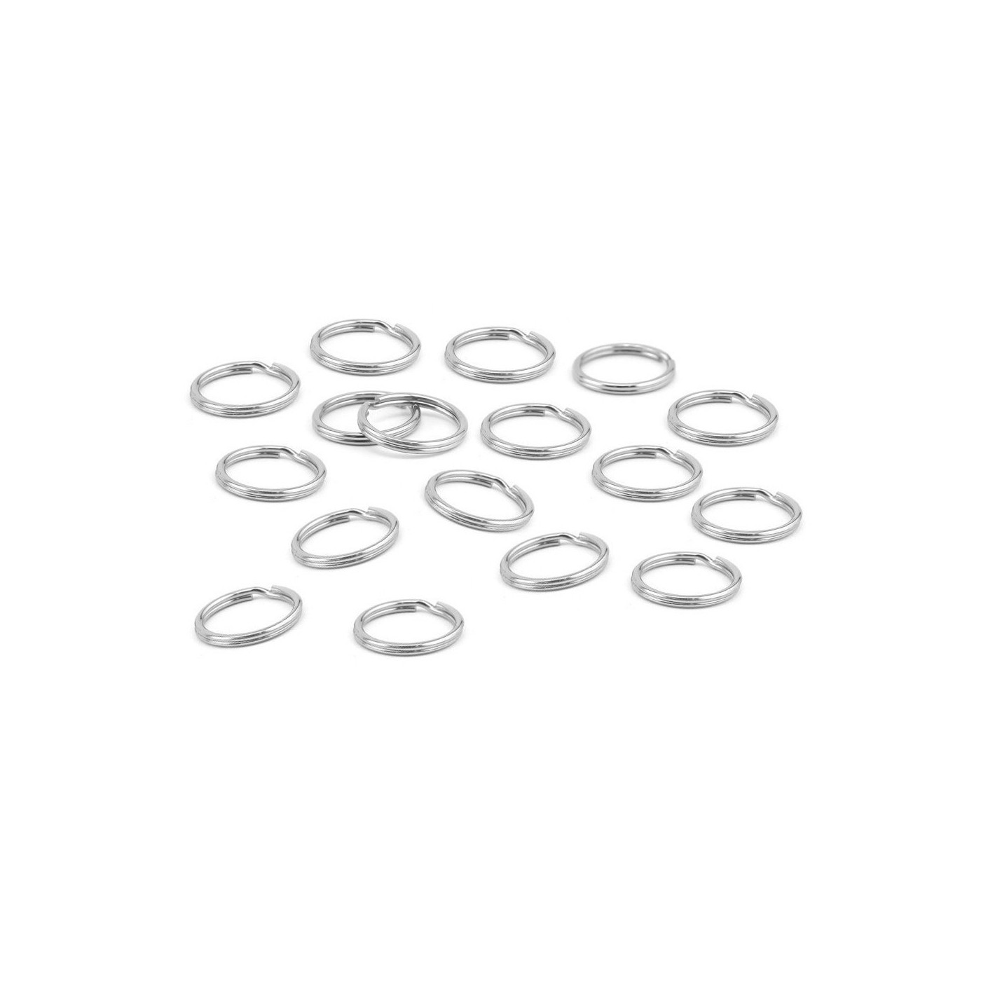 Sada 180 kovových kroužků na klíče (12 mm, poniklované)