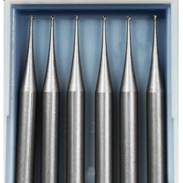 6 HSS mini milling cutters, 0.5x40 mm (ball nose only)