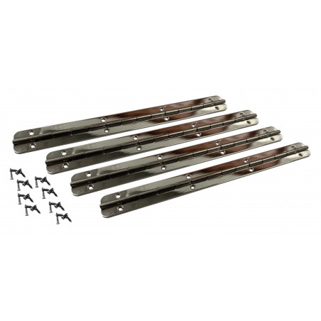 Set of 4 extra long hinges (piano hinge, silver, including