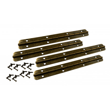 Set of 4 extra long hinges (piano hinge, bronze, including