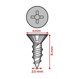 Set of 300 mini screws (2.5x6 mm, countersunk, gold color)